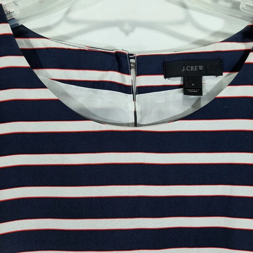 J. Crew navy stripe silk dress 2 - Picture 5 of 13